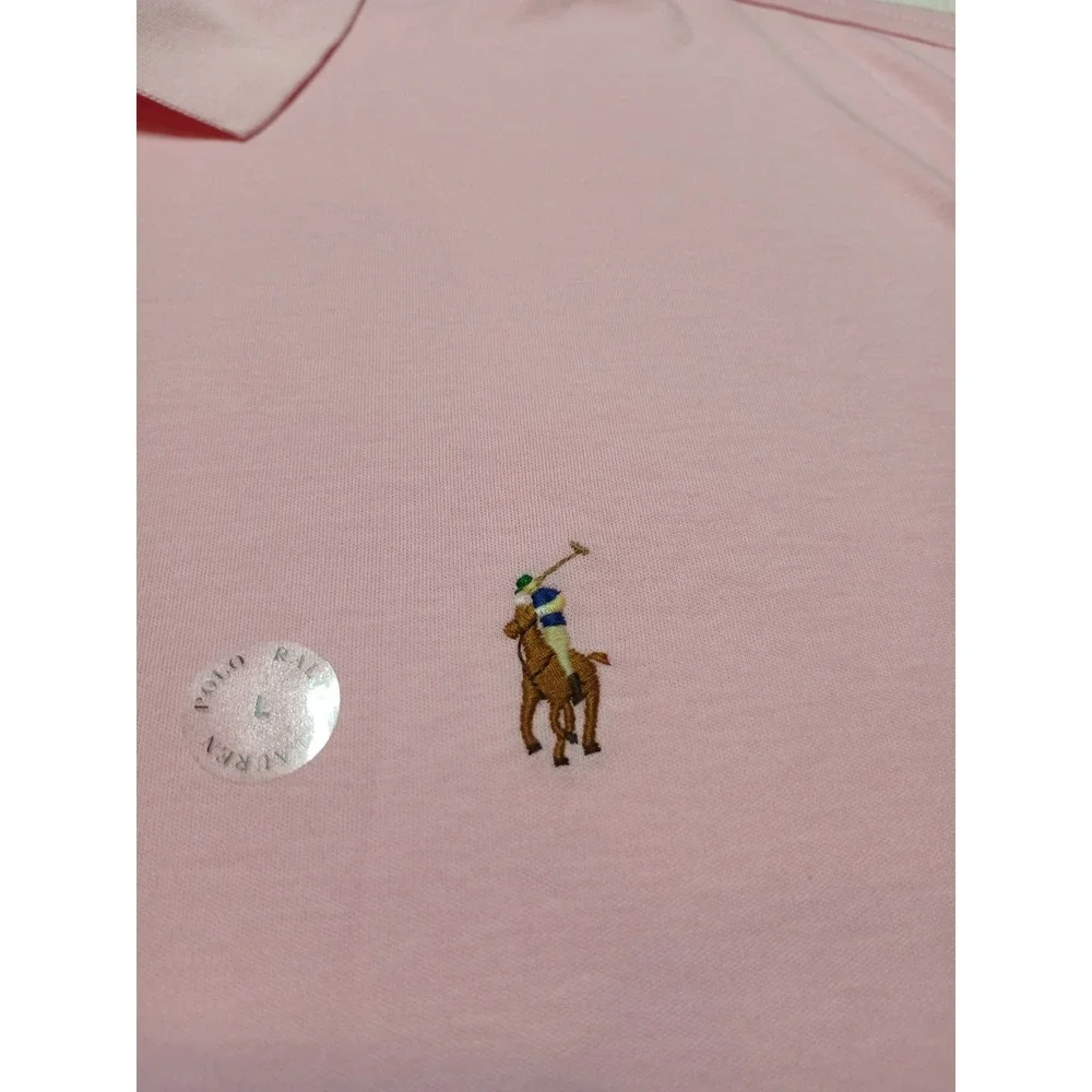 NWT Polo Ralph Lauren Men's L Classic Fit Pink Polo Shirt Short Sleeve Pony $118